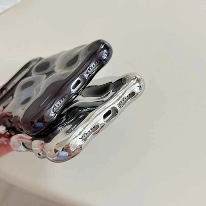 Luxury Curved Waves 3D Bubble Plating Phone Case For iPhones