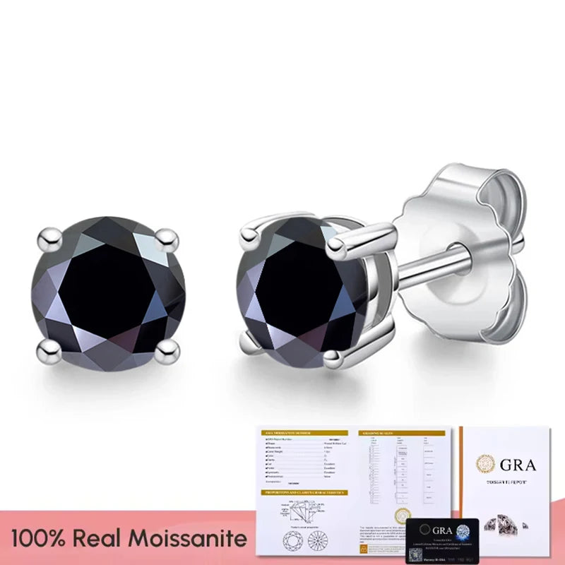 Passed Moissanite Diamond Stud Earrings Women Fine Jewelry