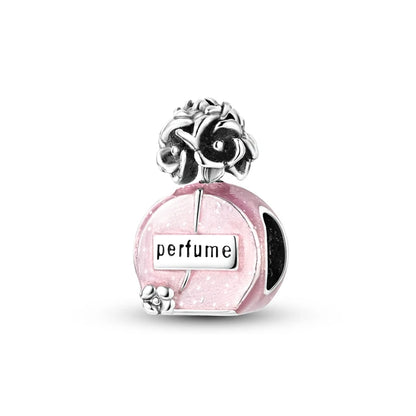 Romantic Pink Crown Perfume Bottle Charms Beads Fit Qikaola Bracelets Fine Jewelry