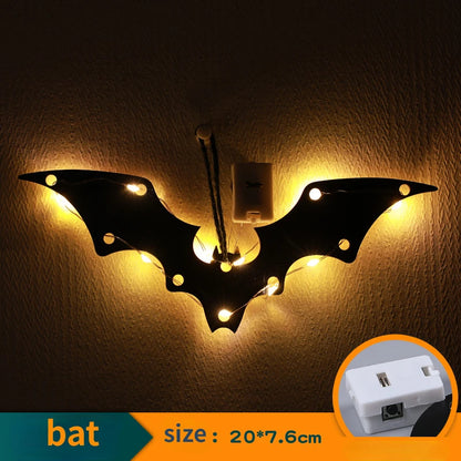 Halloween Hanging 10LED Castle Witch Ghost Spider Web Luminous Charm Indoor Outdoor Party Horror Props Decoration