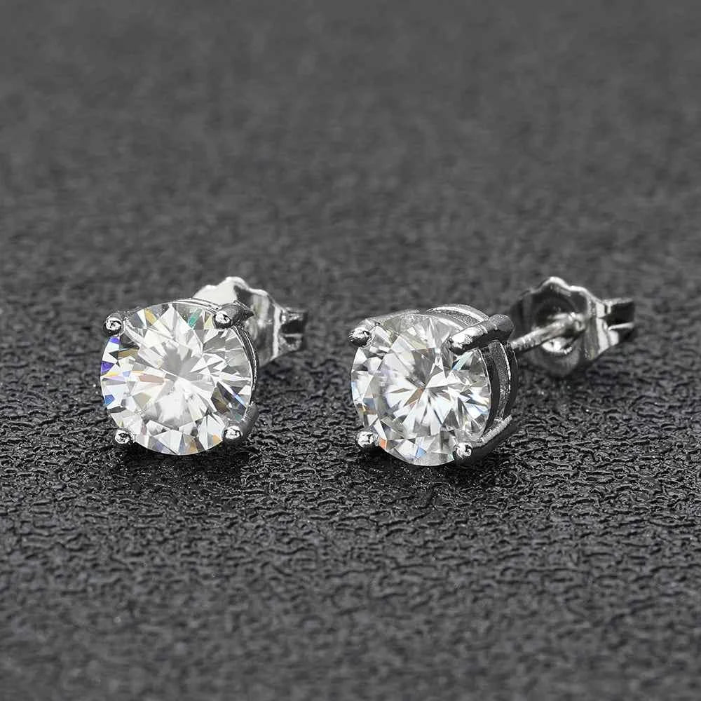 Earring Classic 1 Pair 4 Claws VVS Stud Sterling Silver Moissanite