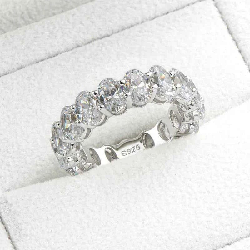 OXTAO With Certified 6x4mm Radiant Cut Dull Eternity Engagement Ring Zircon 925 Sterling Silver Wedding Band Party Jewelry Gift