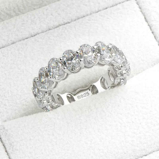 OXTAO With Certified 6x4mm Radiant Cut Dull Eternity Engagement Ring Zircon 925 Sterling Silver Wedding Band Party Jewelry Gift