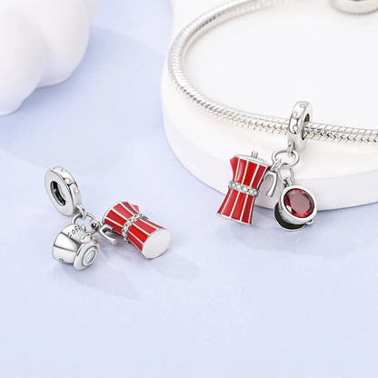 Red Charm Bead Bracelet Pendant Car Coffee Cherry For Woman Jewelry
