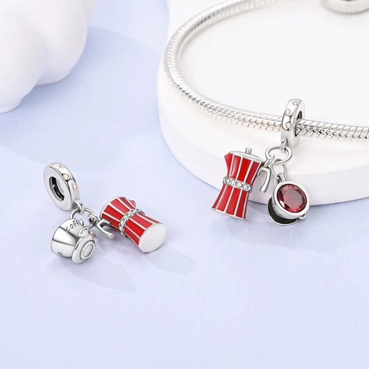 Red Charm Bead Bracelet Pendant Car Coffee Cherry For Woman Jewelry