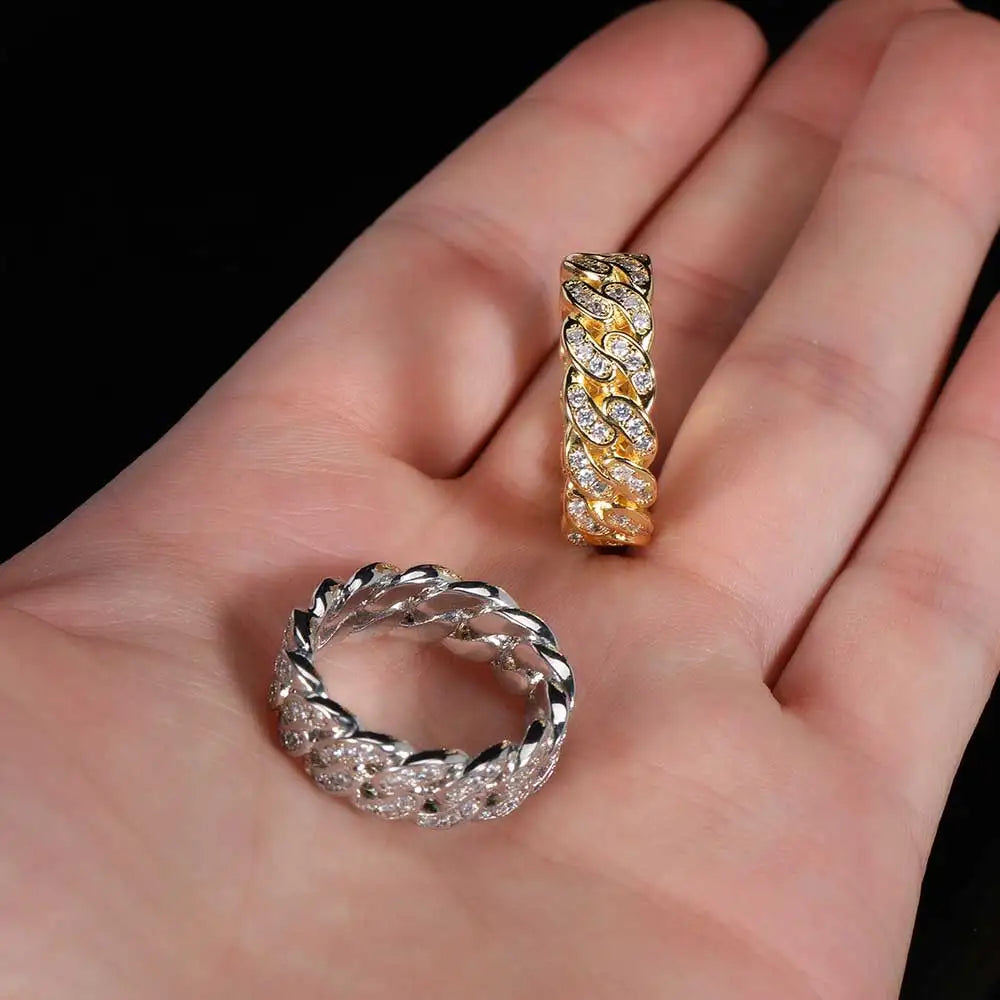 Sparkling VVS Diamond Ring Moissanite Cuban Jewelry