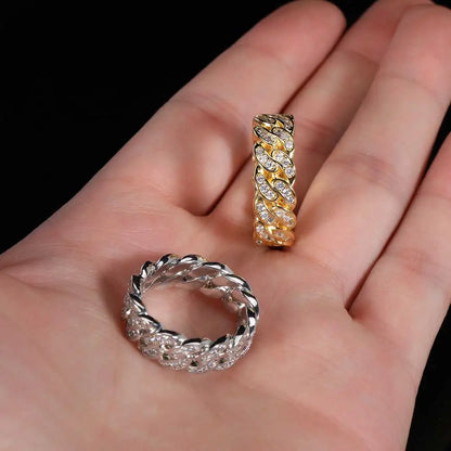 Sparkling VVS Diamond Ring Moissanite Cuban Jewelry