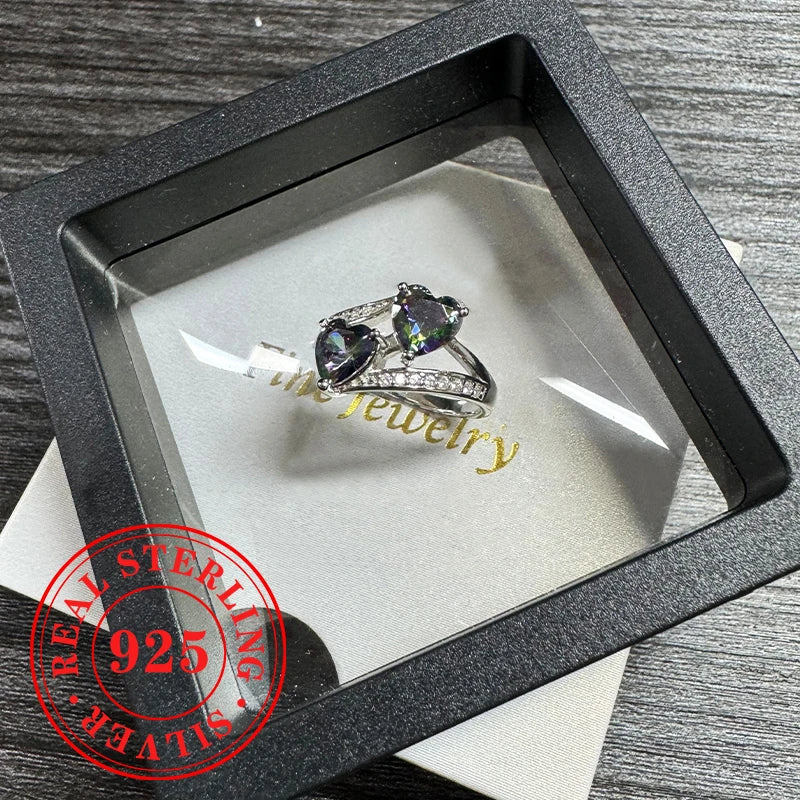Luxury Double Heart Brilliant Romantic Female Rings