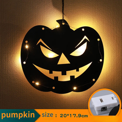 Halloween Hanging 10LED Castle Witch Ghost Spider Web Luminous Charm Indoor Outdoor Party Horror Props Decoration