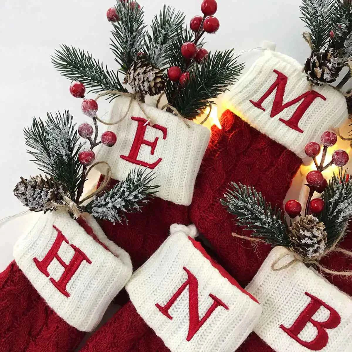 Christmas Alphabet Knitting Sock Christmas Tree Ornament