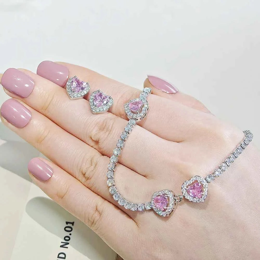 Pink Heart Necklace set