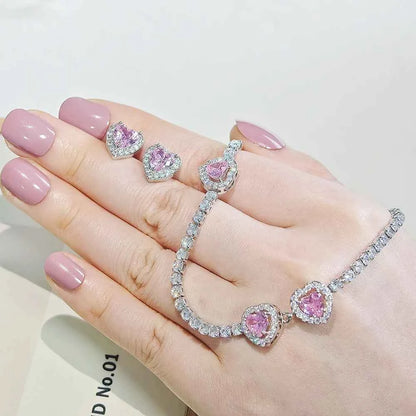 Pink Heart Necklace set