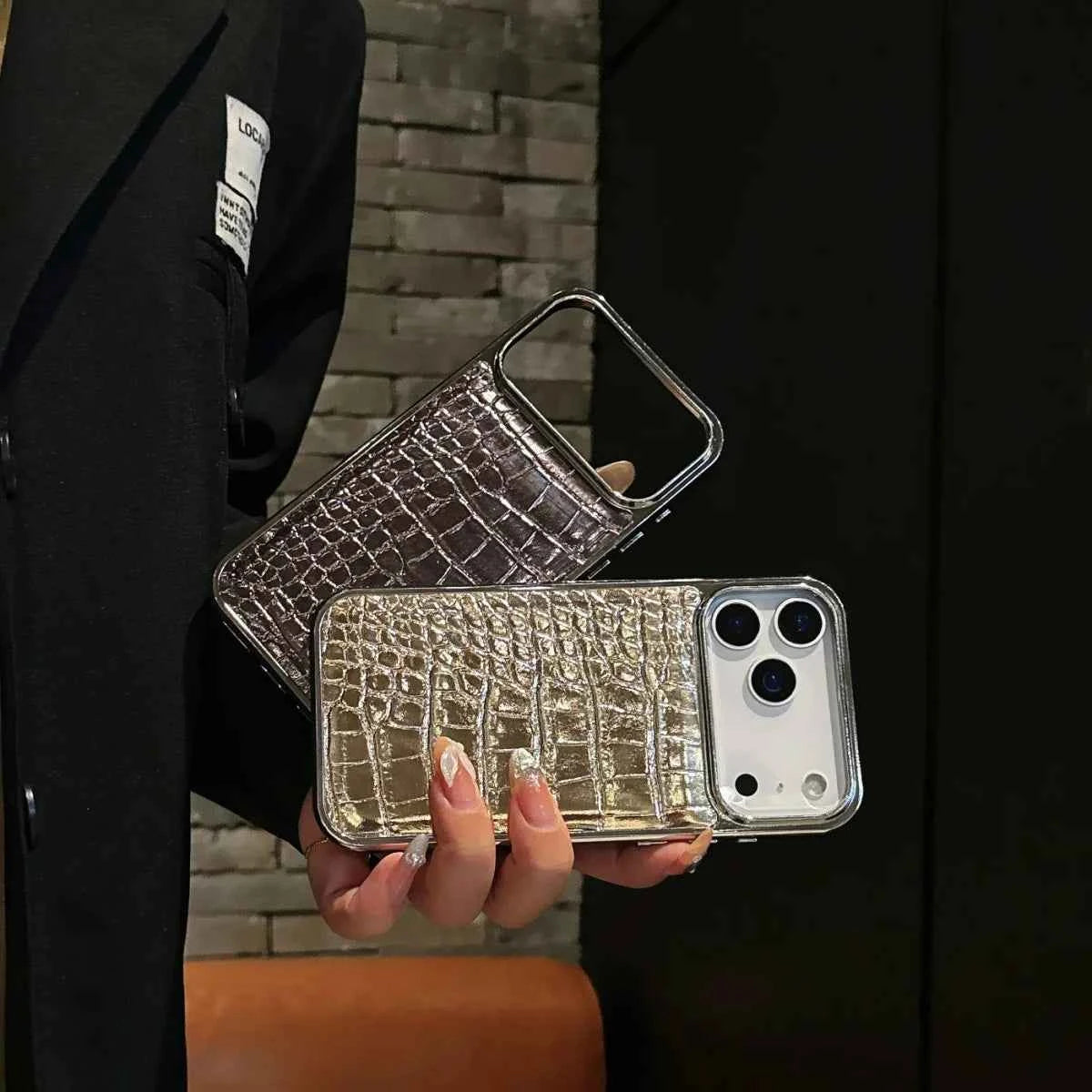 Plating Colorful Crocodile Leather Texture Phone Case For iPhones