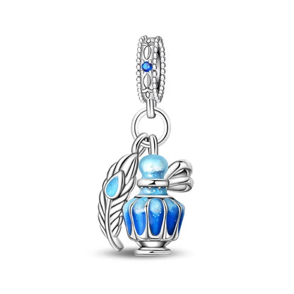 Romantic Pink Crown Perfume Bottle Charms Beads Fit Qikaola Bracelets Fine Jewelry