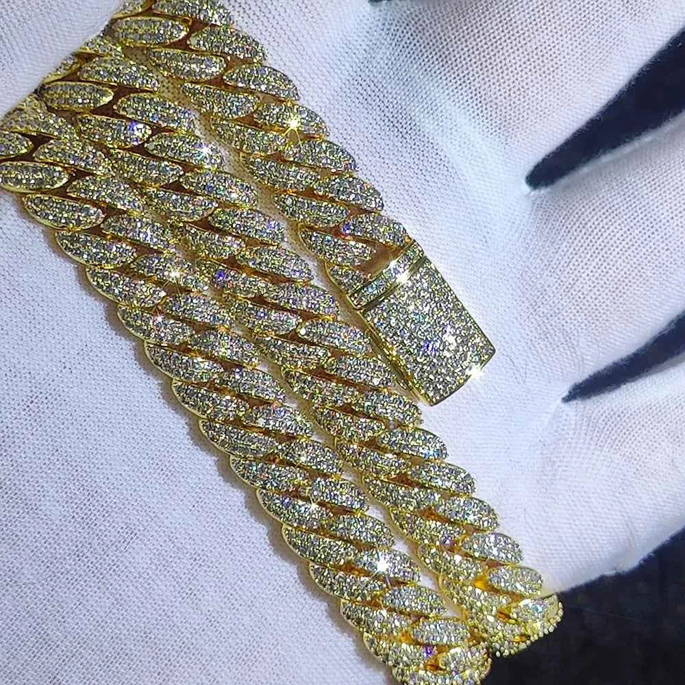 Cubic Zircon CZ Iced Out Bubbles Cuban Link Chain Necklace Jewelry Birthday Gift