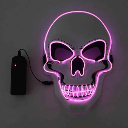 Halloween Horror Skull Mask LED Cold Light Full Face Cosplay Mask for Adults Luminous Party Decoration Adult Size Foam Paper