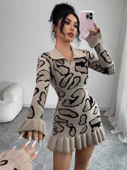 Leopard Print Knit Bodycon Dress