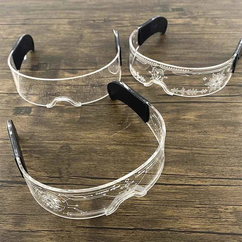 Acrylic LED Luminous Glasses Neon Light-Up Party Eyewear Unisex Glow Sunglasses for DJ Bar Halloween Christmas 12-Hour Glowing