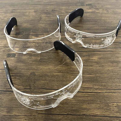 Acrylic LED Luminous Glasses Neon Light-Up Party Eyewear Unisex Glow Sunglasses for DJ Bar Halloween Christmas 12-Hour Glowing