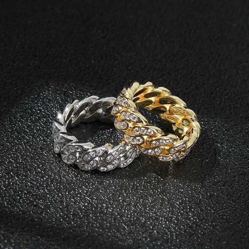 Sparkling VVS Diamond Ring Moissanite Cuban Jewelry