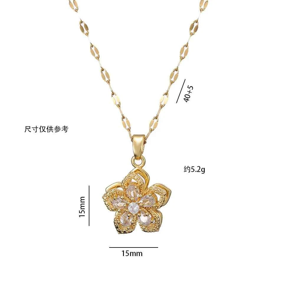 Luxury Spin Zircon Flower Pendant Necklace For Women