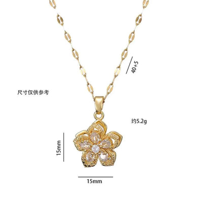 Luxury Spin Zircon Flower Pendant Necklace For Women