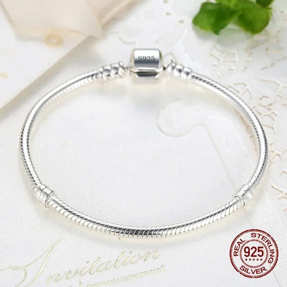 Handmade Original Fine Jewelry Silver Charm Bracelet Soft Smooth Snake Bone Bracelets Women