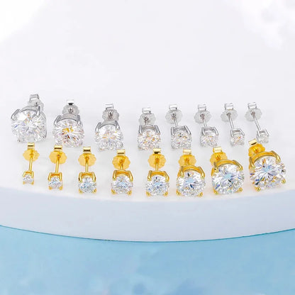 Passed Moissanite Diamond Stud Earrings Women Fine Jewelry
