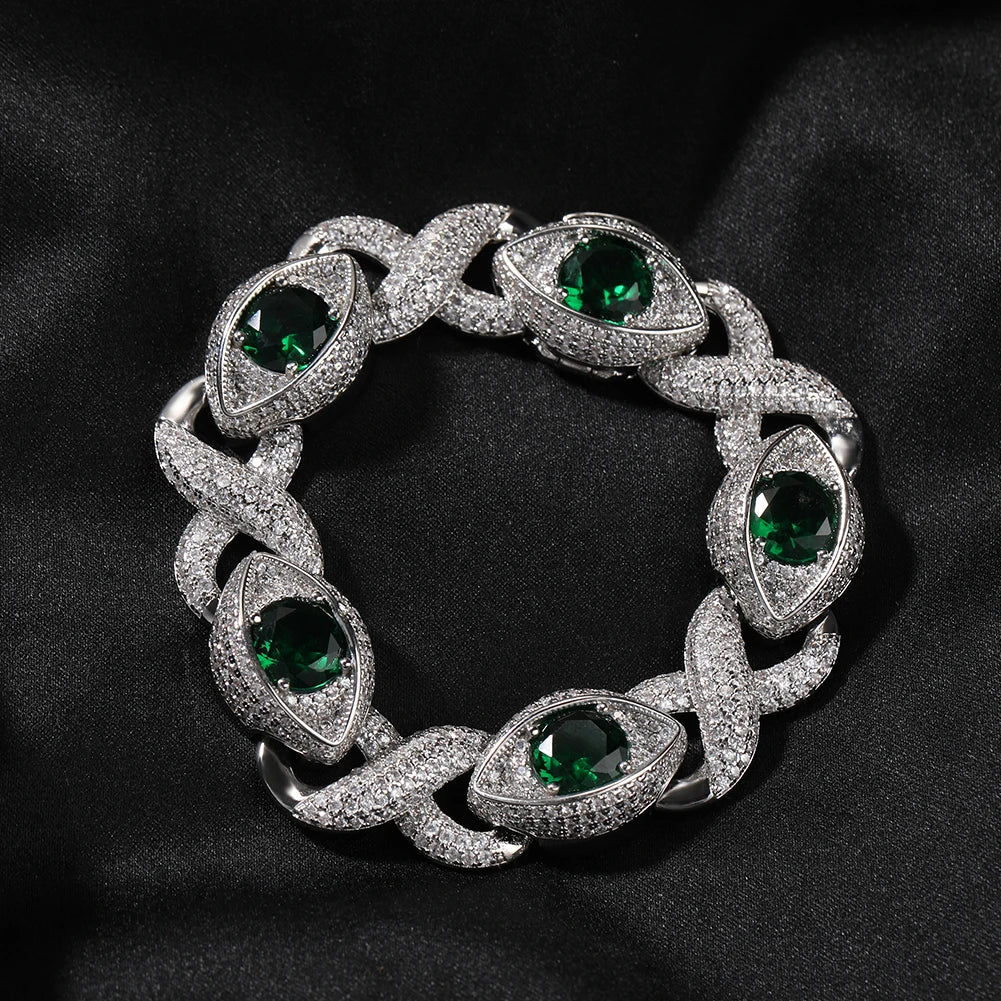 Iced Out Infinity Cuban Chain Necklace Eyes Pave Cubic Zirconia