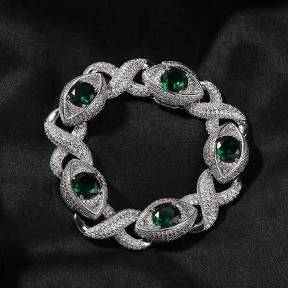 Iced Out Infinity Cuban Chain Necklace Eyes Pave Cubic Zirconia