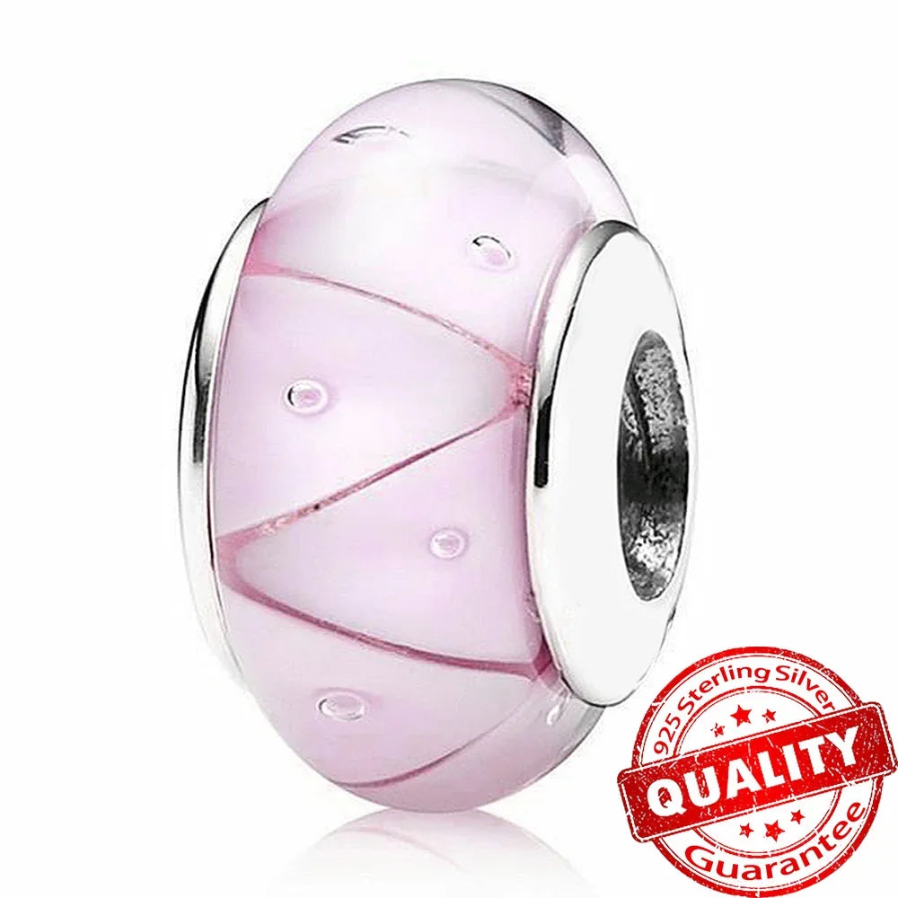 Colorful Flower Murano Glass Charm Fit Original Bracelet Necklace Heart Fine Jewelry