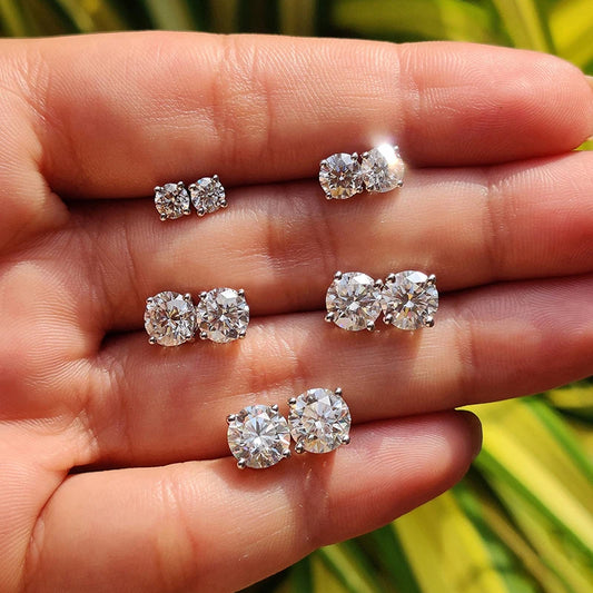 Passed Moissanite Diamond Stud Earrings Women Fine Jewelry