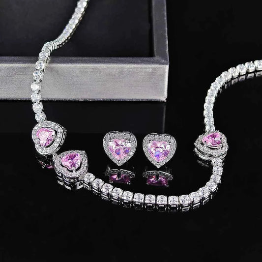 Pink Heart Necklace set