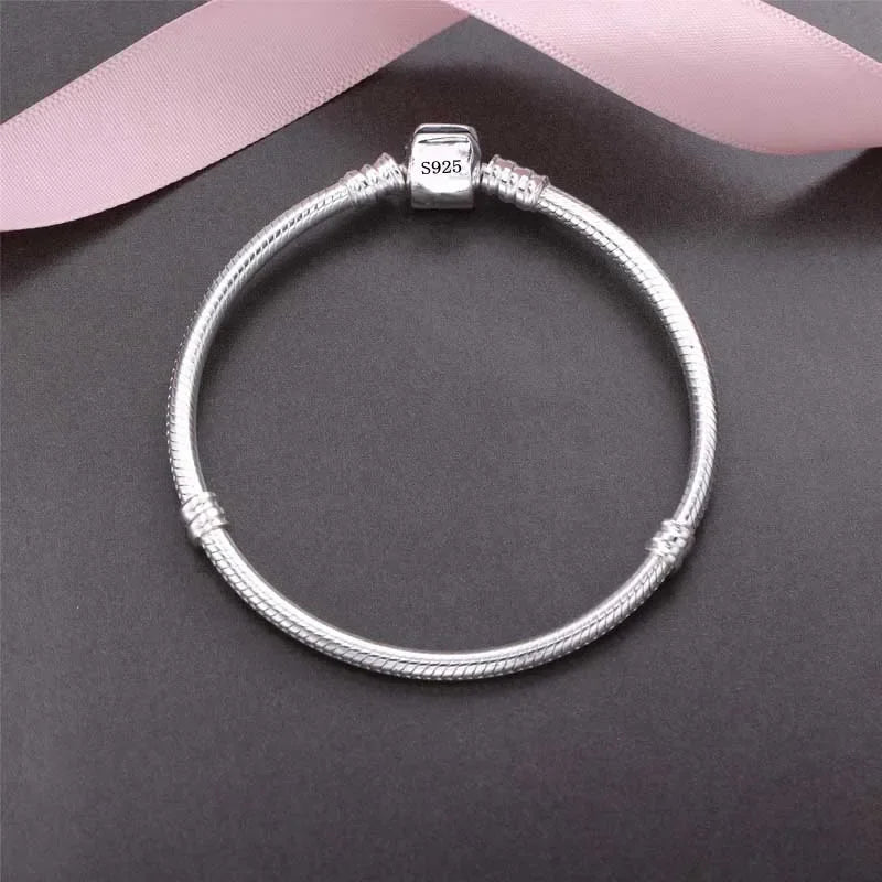 Handmade Original Fine Jewelry Silver Charm Bracelet Soft Smooth Snake Bone Bracelets Women