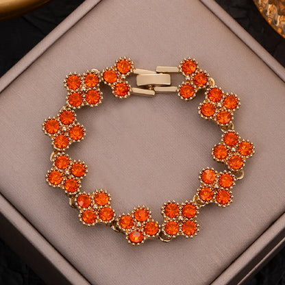 Sparkling Rhinestone Four Leaf Clover Hand Bracelet For Women