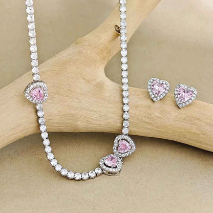 Pink Heart Necklace set