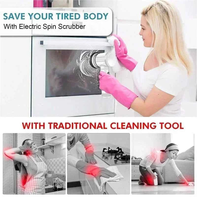 5-in-1 Electric Spin Scrubber Brush For Bathroom Tile Bathtub Sink, Power Scrubber With 5 Replaceable Brush Heads - DFShop