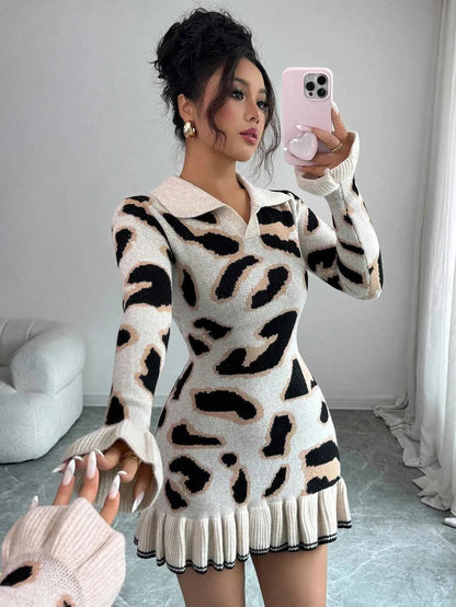 Leopard Print Knit Bodycon Dress
