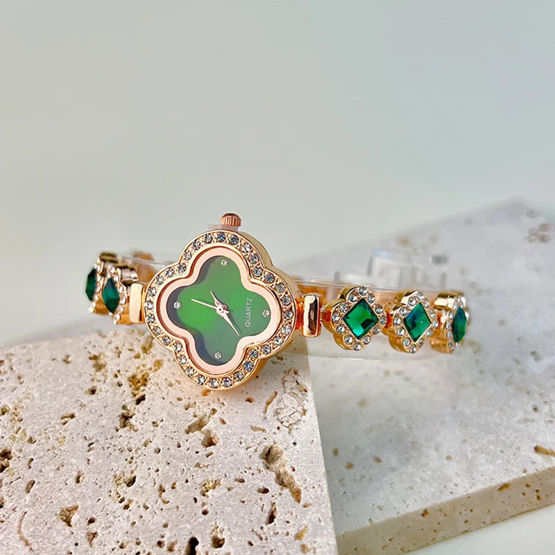 Four-leaf Clover Embedded Diamond Watch