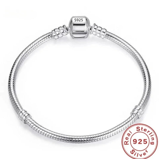 Handmade Original Fine Jewelry Silver Charm Bracelet Soft Smooth Snake Bone Bracelets Women