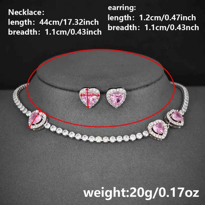Pink Heart Necklace set