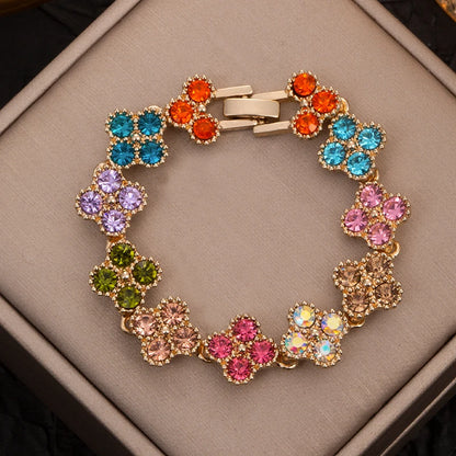 Sparkling Rhinestone Four Leaf Clover Hand Bracelet For Women