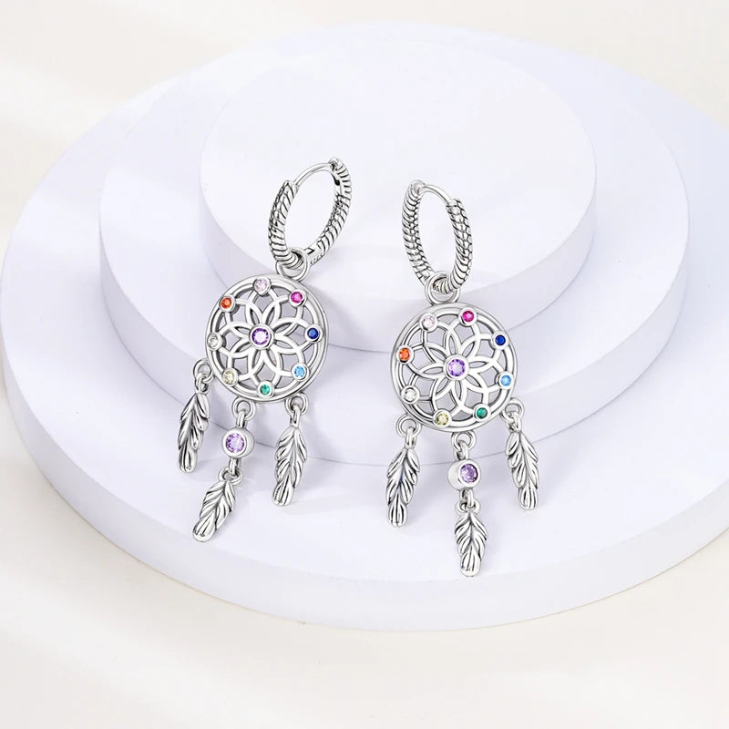 Dreamcatcher Snake Bone Earrings Cross Devil's Eye Feather Ear drop Earring Women Fine Jewelry