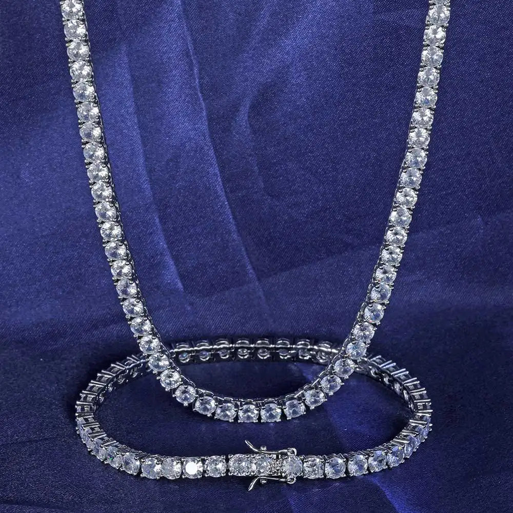 Zircon Copper Tennis Chain Necklace Link Chain Jewelry Silver/Gold Color