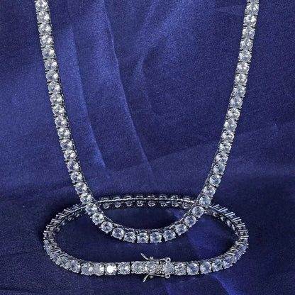 Zircon Copper Tennis Chain Necklace Link Chain Jewelry Silver/Gold Color
