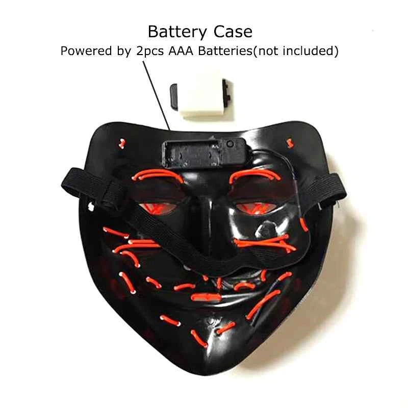 Neon LED Halloween Purge Mask Wireless Masquerade Party Light-up Horror Mask Glowing Multicolor Full Face Adult Mask for Halloween
