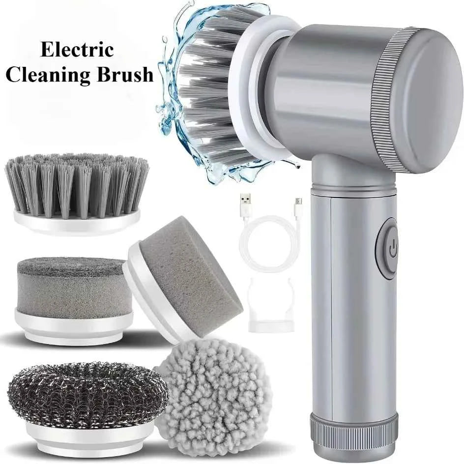 5-in-1 Electric Spin Scrubber Brush For Bathroom Tile Bathtub Sink, Power Scrubber With 5 Replaceable Brush Heads - DFShop