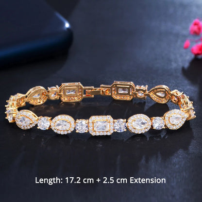 Trendy Cubic Zirconia Stone Silver Color Tennis Bracelets