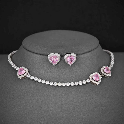 Pink Heart Necklace set