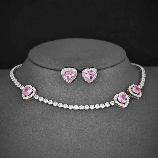 Pink Heart Necklace set